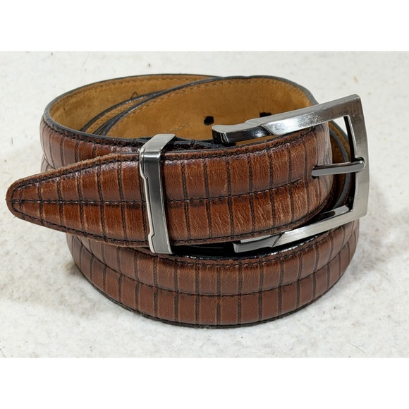 Lejon Other - Lejon Calfskin Leather Belt Mens 46 Brown Lizard Grain Western Ranchwear USA